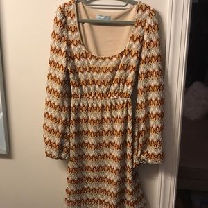 Judith March crochet knit dress, beige liner